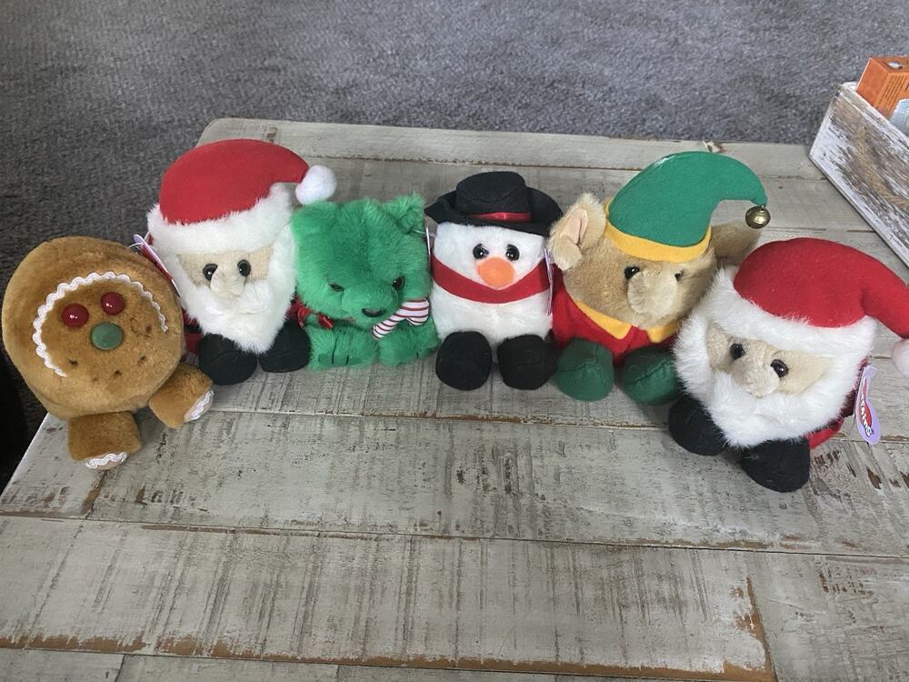 Vintage Puffkins Lot Of 6 Holiday Christmas Swibco Plush With Tags